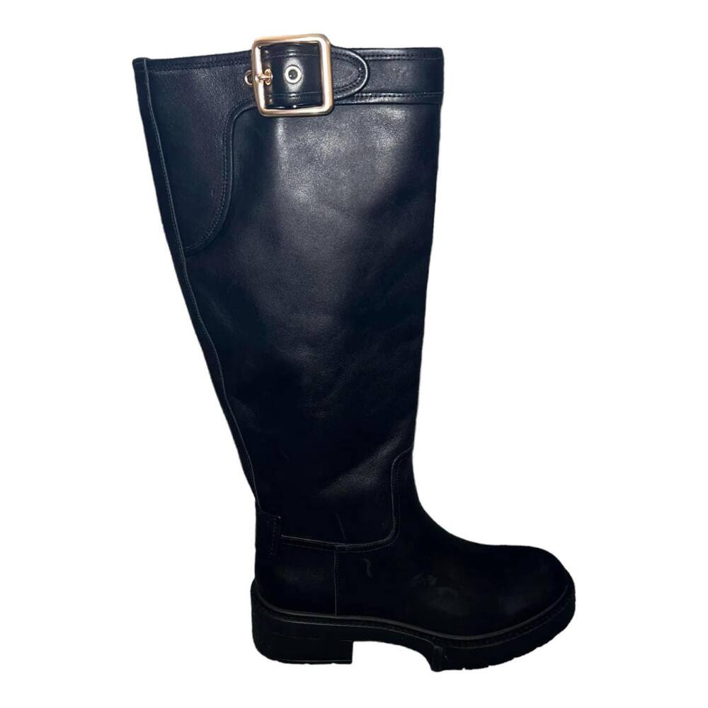 Coach Lilli Black Leather Tall Knee-High Riding Boots Size 7.5 New